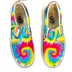 SOLD VANS Low Top/Pro Slip On Canvas Skate Rainbow Tie-Dye, Size 6.5 Men/8 Women